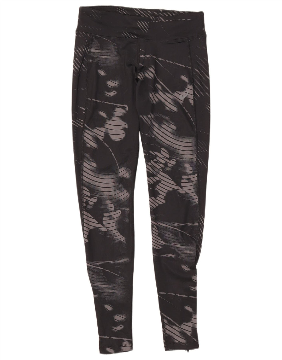 Asics Damen-Leggings UK 12 Mittelschwarzes Camouflage-Polyester