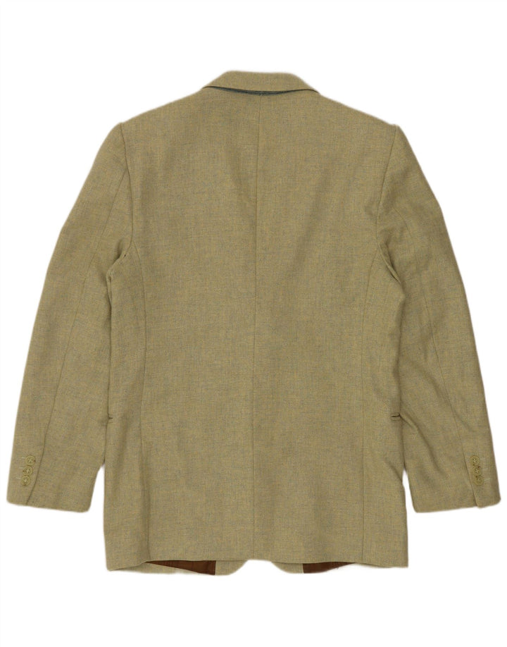 VINTAGE Herren 3-Knopf-Blazerjacke IT 46 Kleine grüne Wolle