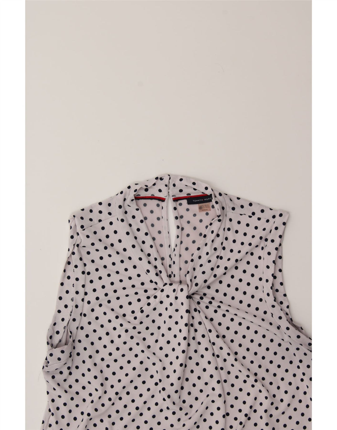 TOMMY HILFIGER Womens Sleeveless Blouse Top UK 12 Medium White Polka Dot Vintage Tommy Hilfiger and Second-Hand Tommy Hilfiger from Messina Hembry 