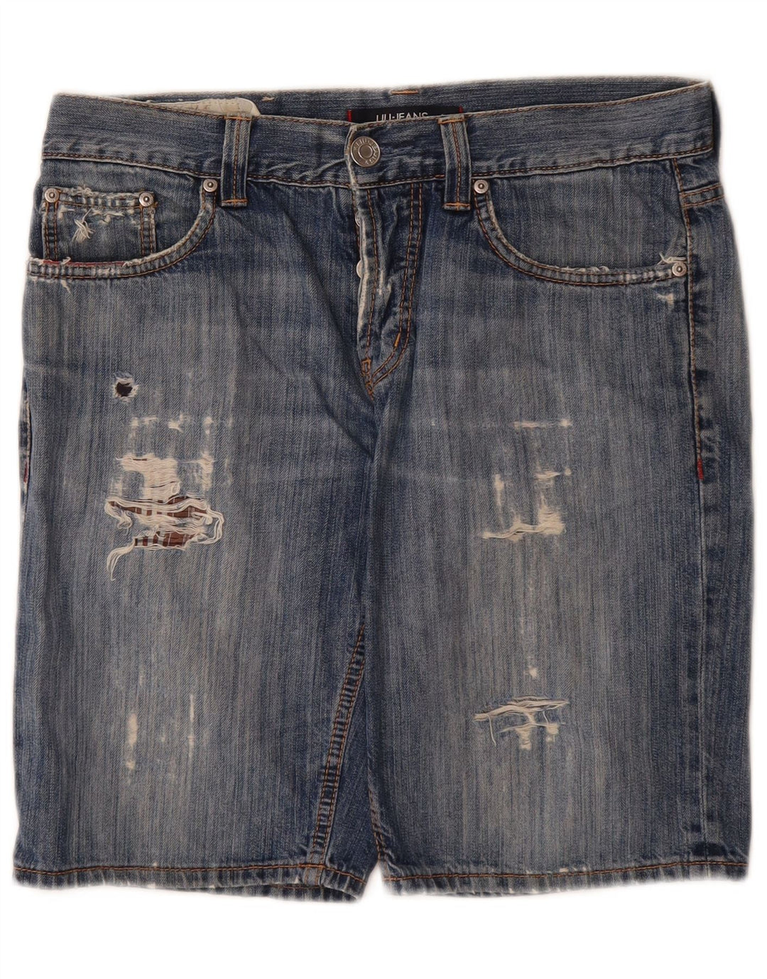 Liu Jo Herren-Jeansshorts im Distressed-Look, W32, mittelblaue Baumwolle