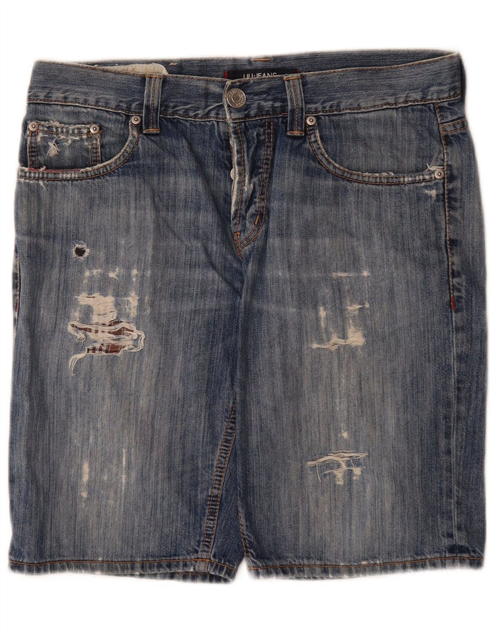 Liu Jo Herren-Jeansshorts im Distressed-Look, W32, mittelblaue Baumwolle