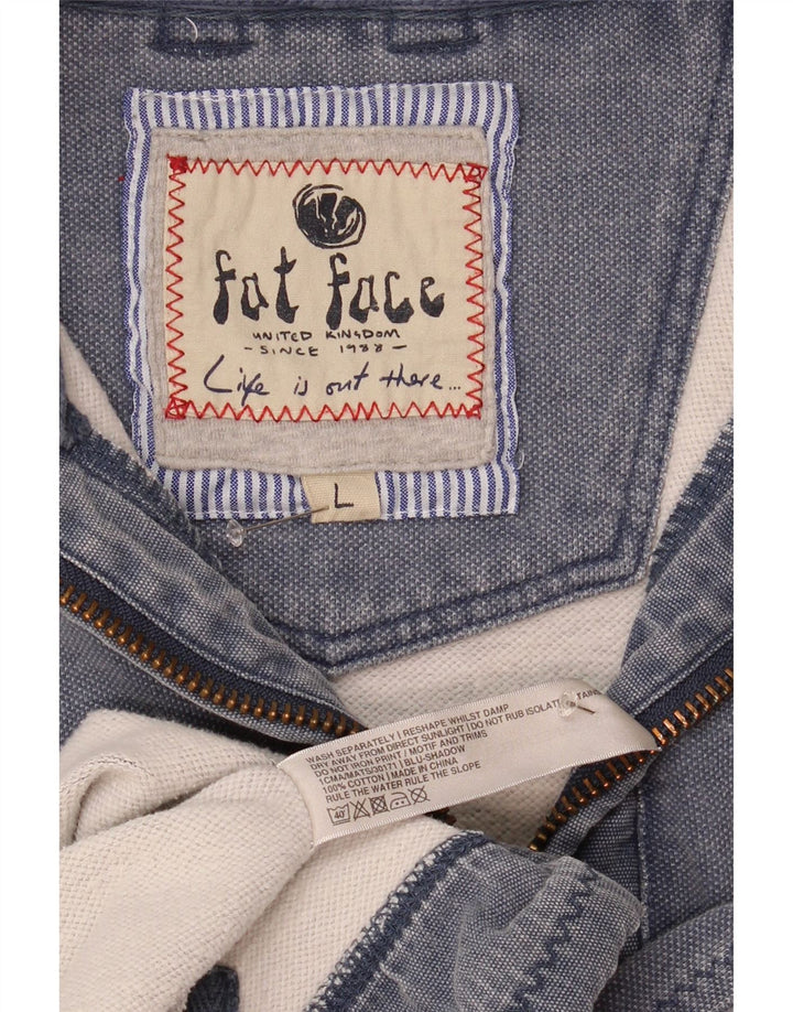 Fat Face Herren-Sweatshirt mit Reißverschluss am Hals, groß, aus blauer Baumwolle