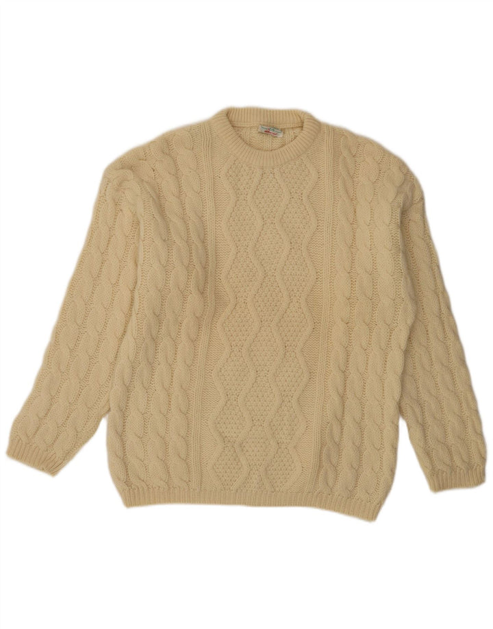 Benetton Herren-Pullover mit Rundhalsausschnitt, IT 48, mittelbeige Wolle