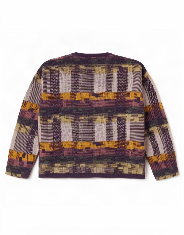Vintage Damen V-Ausschnitt Pullover Pullover UK 14 Medium Lila Geometrisch Baumwolle