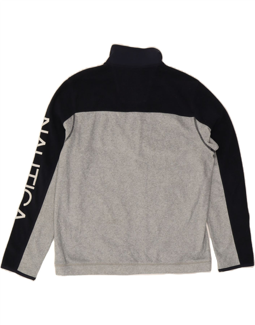 NAUTICA Mens Graphic Zip Neck Sweatshirt Jumper Medium Grey Colourblock Vintage Nautica and Second-Hand Nautica from Messina Hembry 