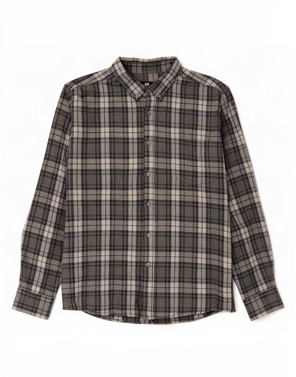 Dack's Herren-Flanellhemd mit normaler Passform, XL, grau kariert, Baumwolle