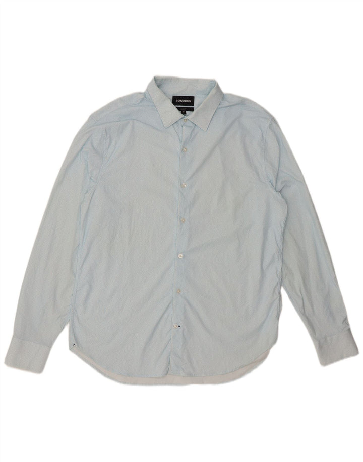 BONOBOS Herren-Hemd mit sportlicher Passform, großes, blau geflecktes Nylon