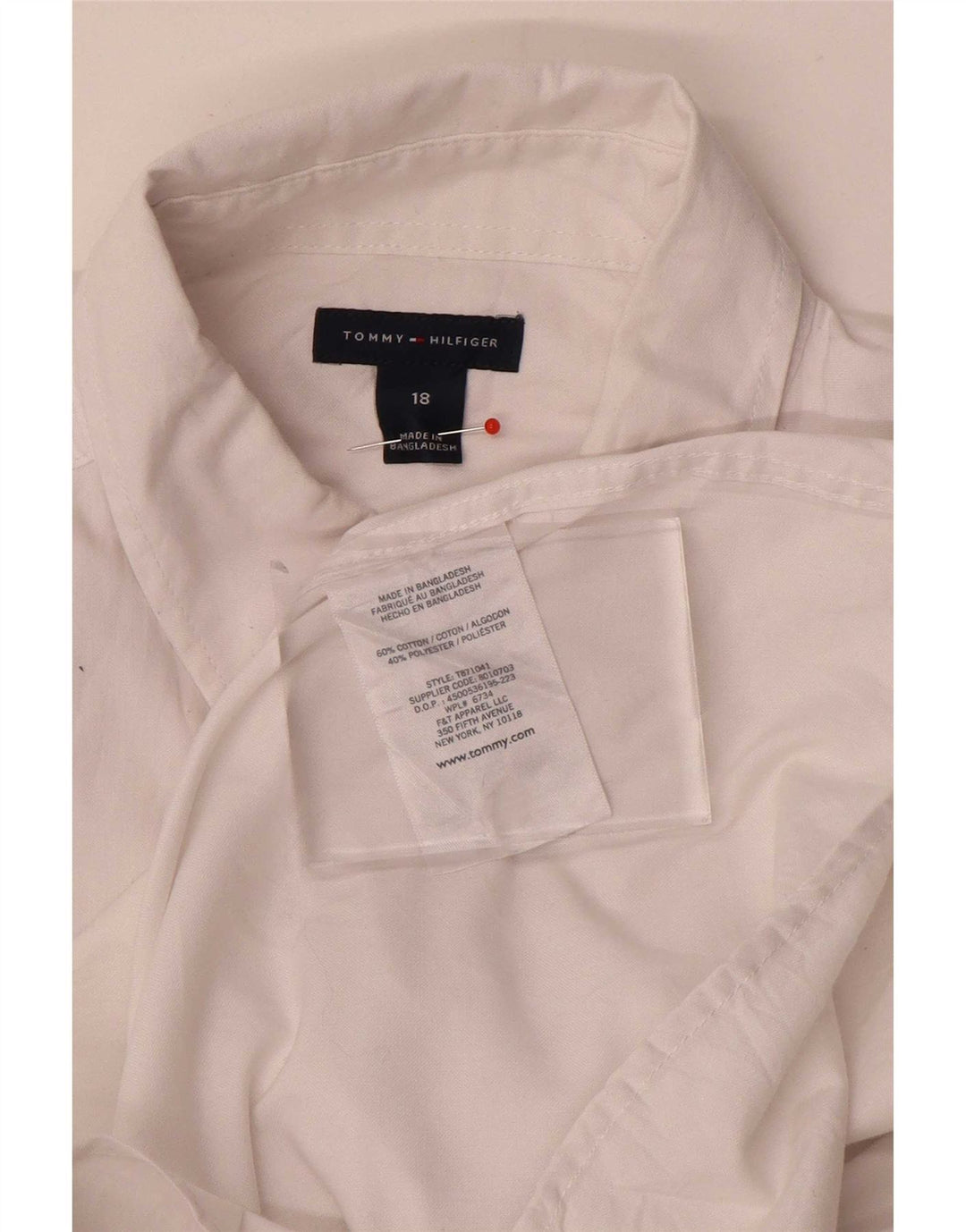 Tommy Hilfiger Hemd für Jungen, 15–16 Jahre, weiße Baumwolle