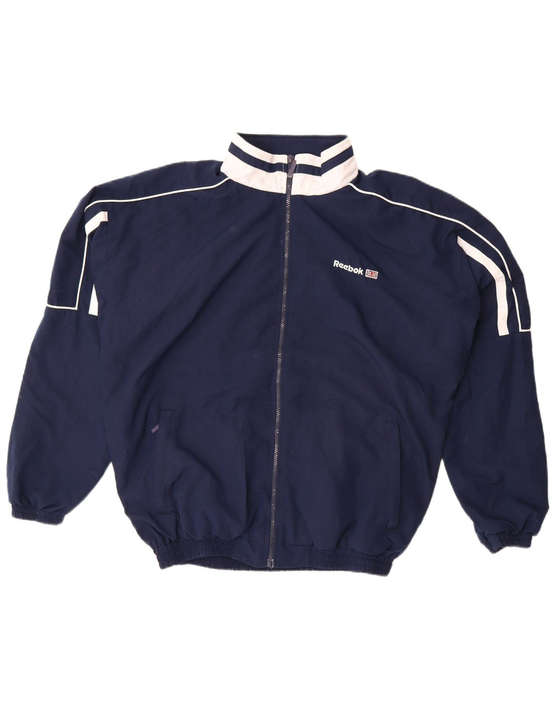 Reebok Herren-Trainingsanzug mit grafischem Oberteil, groß, Marineblau, Farbblock