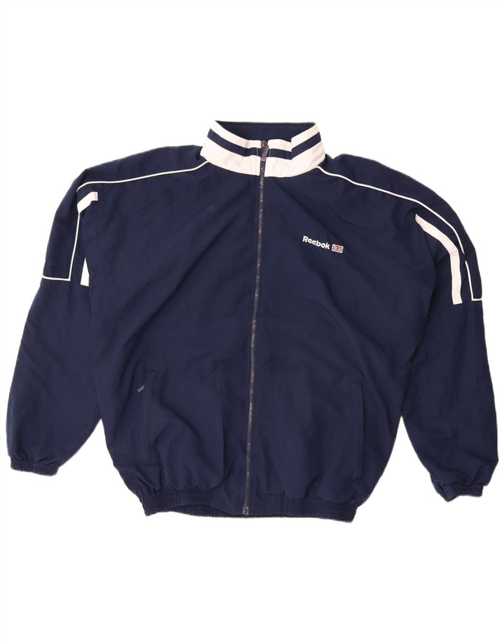 Reebok Herren-Trainingsanzug mit grafischem Oberteil, groß, Marineblau, Farbblock