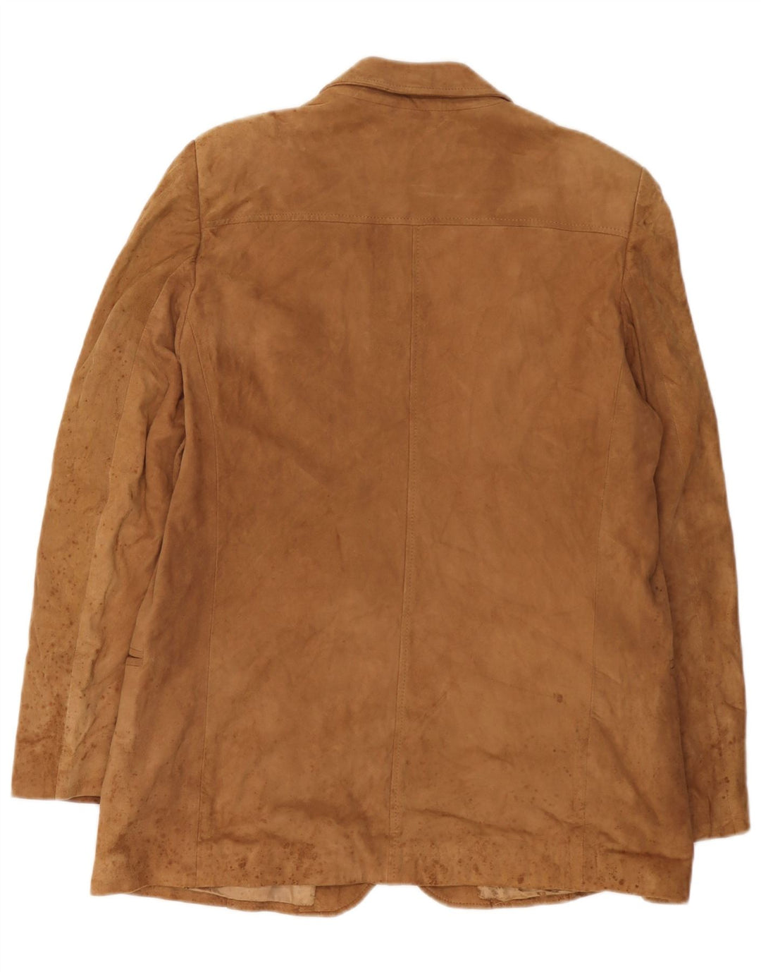 Anfor Damen-Blazerjacke aus Wildleder mit 2 Knöpfen IT 52 2XL Beige Leder