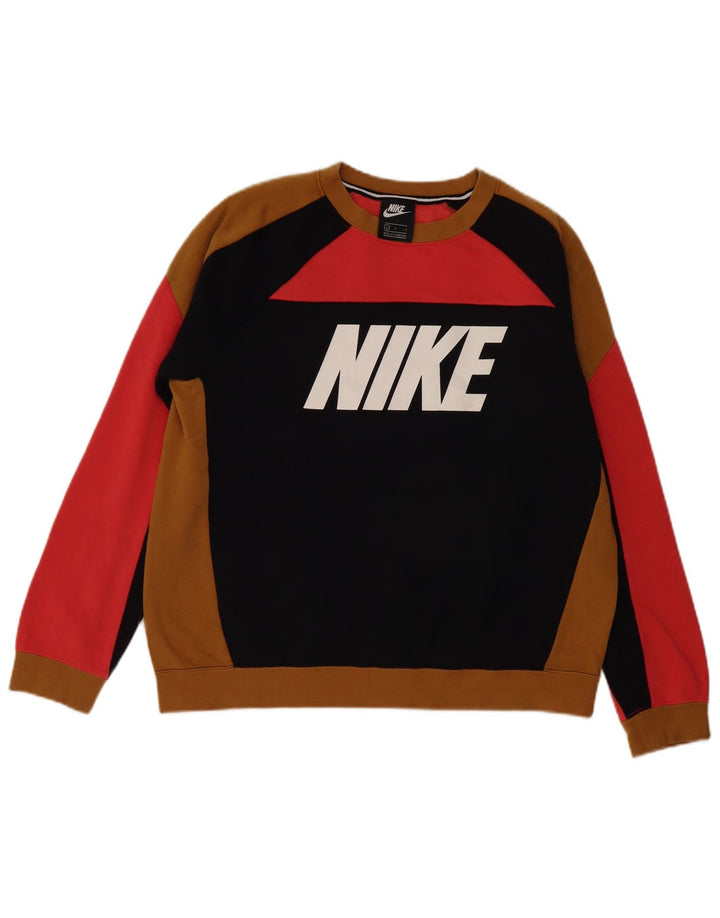 Nike Herren-Sweatshirt mit Grafik, groß, mehrfarbig, Colourblock-Baumwolle