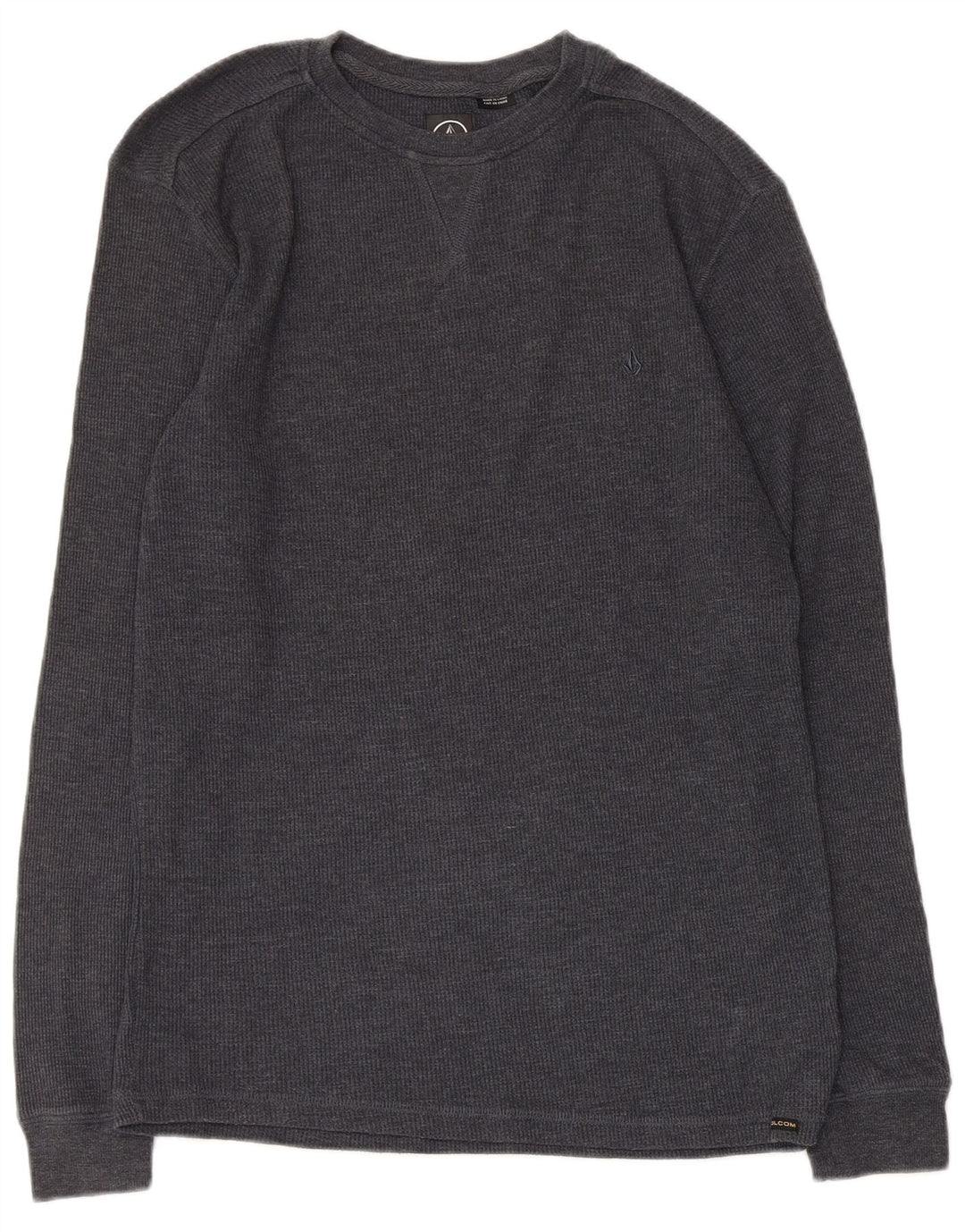 Volcom Herren-Top mit normaler Passform, langärmelig, mittelgraue Baumwolle