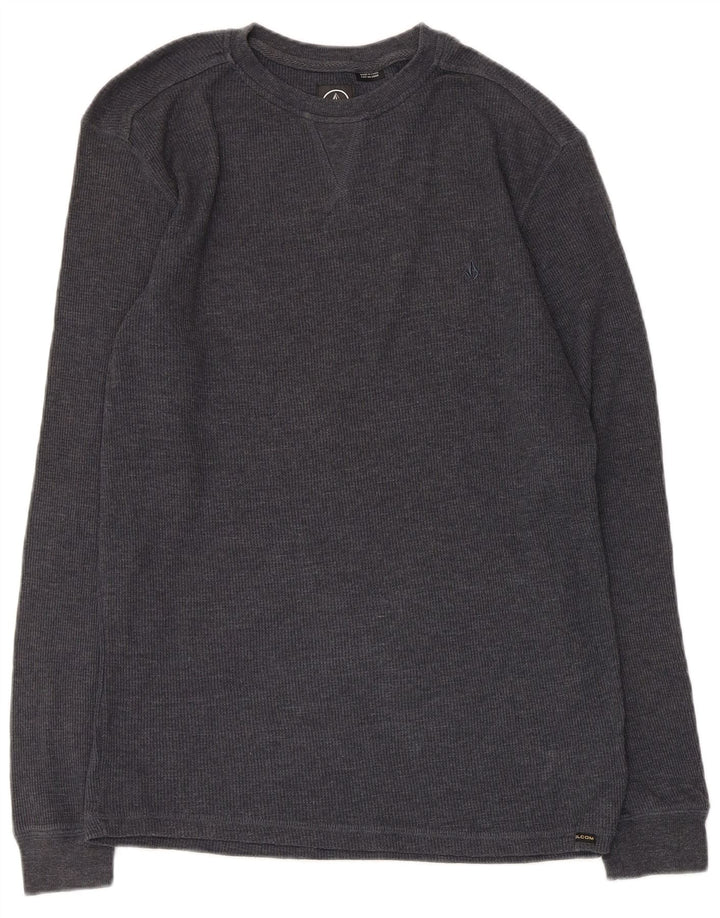 Volcom Herren-Top mit normaler Passform, langärmelig, mittelgraue Baumwolle