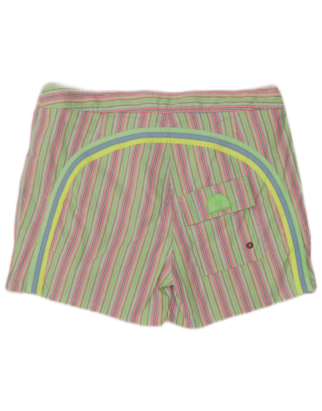 Sundek Herren-Badeshorts, groß, grün gestreift, Polyester