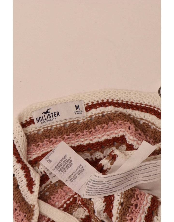 Hollister Damen Strick-Crop-Top UK 12 Medium Mehrfarbig gestreift aus Baumwolle