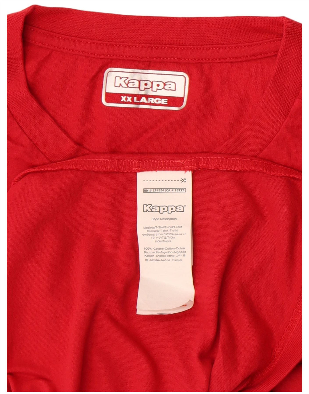 Kappa Herren T-Shirt Top 2XL Rote Baumwolle
