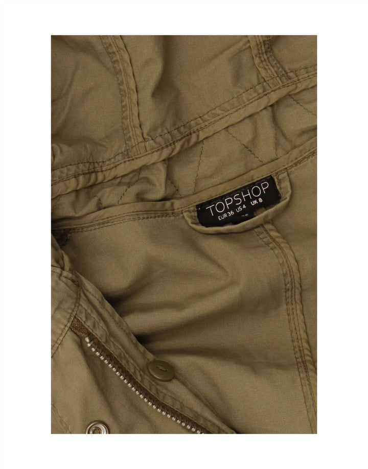 TOPSHOP Womens Oversized Hooded Parka Jacket UK 8 Small Khaki Cotton Vintage Topshop and Second-Hand Topshop from Messina Hembry 