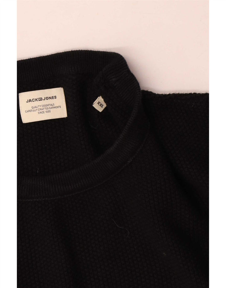 Jack & Jones Herren-Pullover mit Rundhalsausschnitt, 2XL, schwarze Baumwolle