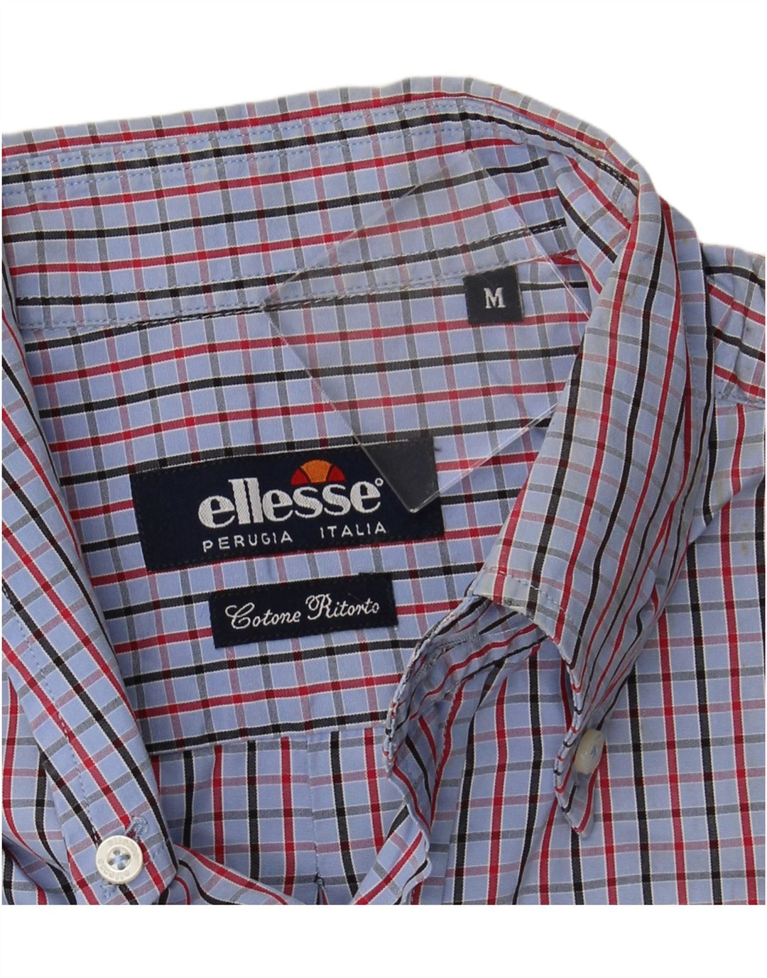 ELLESSE Herrenhemd aus mittelblauer Karo-Baumwolle