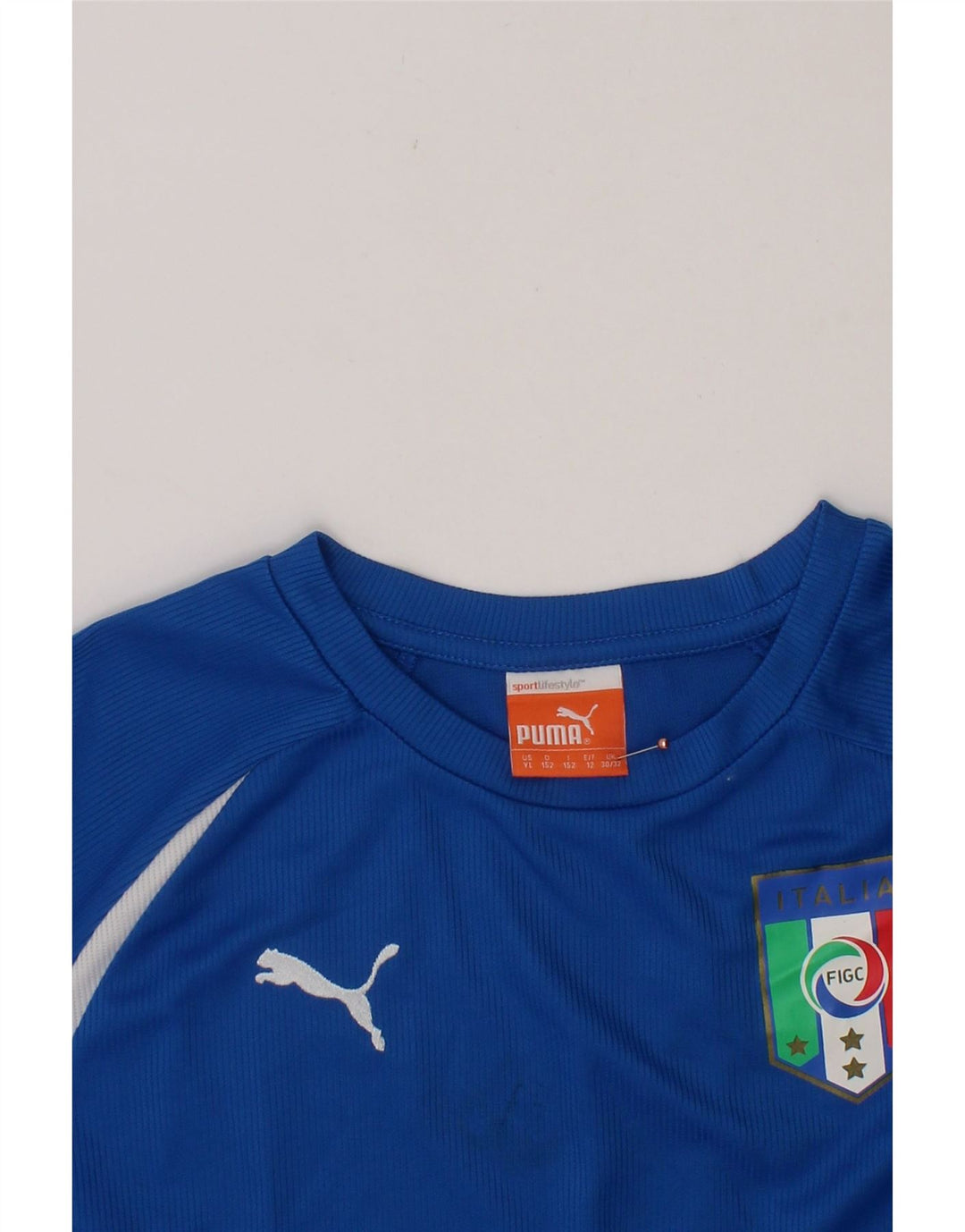PUMA Boys Italia T-Shirt Top 11-12 Years Blue Polyester Vintage Puma and Second-Hand Puma from Messina Hembry 