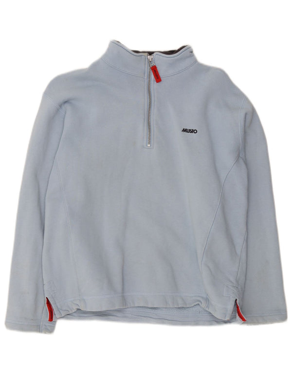 Musto Womens 1/4 Zip Sweatshirt Pullover UK 12 Mittelblau Baumwolle Sport
