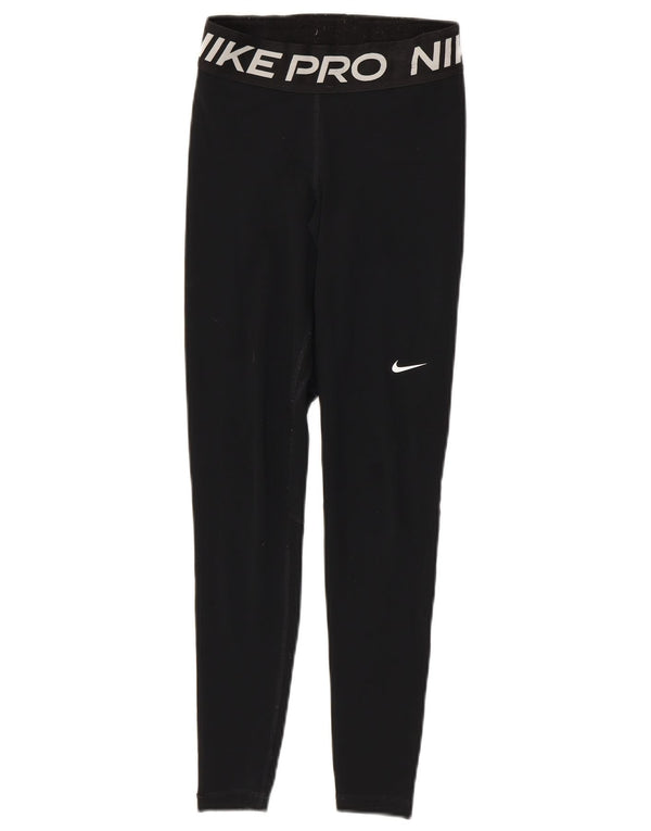 Nike Damen Dri Fit Graphic Leggings UK 4 XS Schwarz Polyester