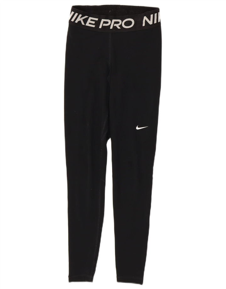 Nike Damen Dri Fit Graphic Leggings UK 4 XS Schwarz Polyester
