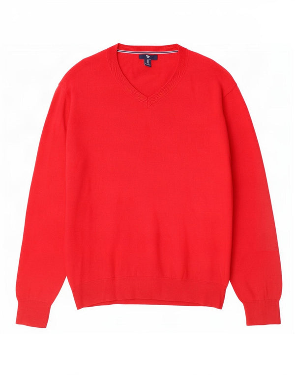 Gap Womens V-Neck Jumper Sweater Large Red Cotton