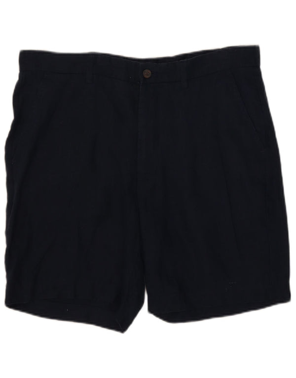 Zara Damen Chinoshorts Large W32 Marineblaues Leinen