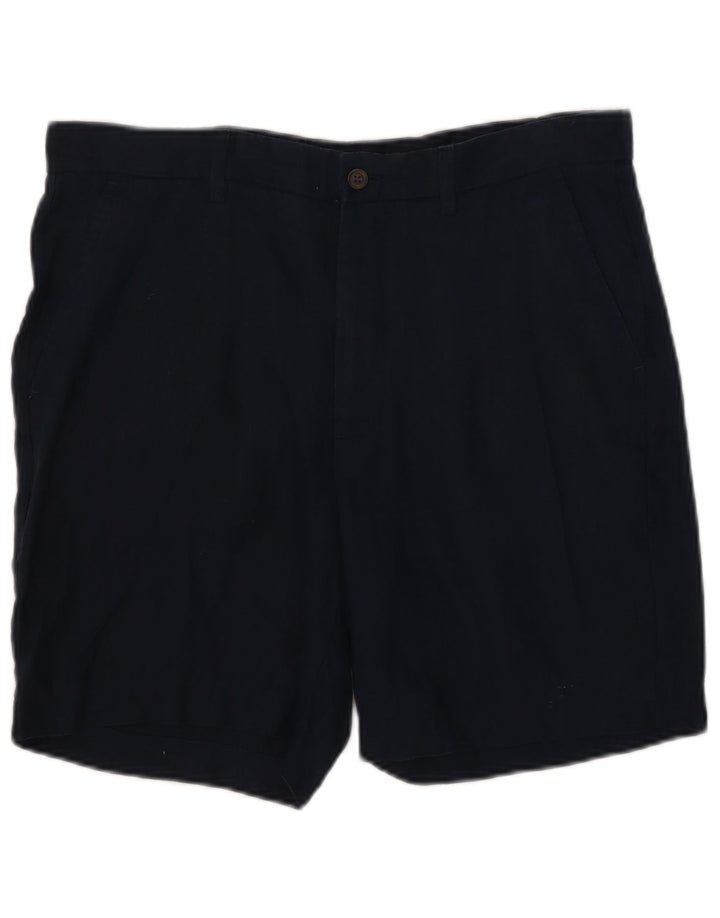 Zara Damen Chinoshorts Large W32 Marineblaues Leinen