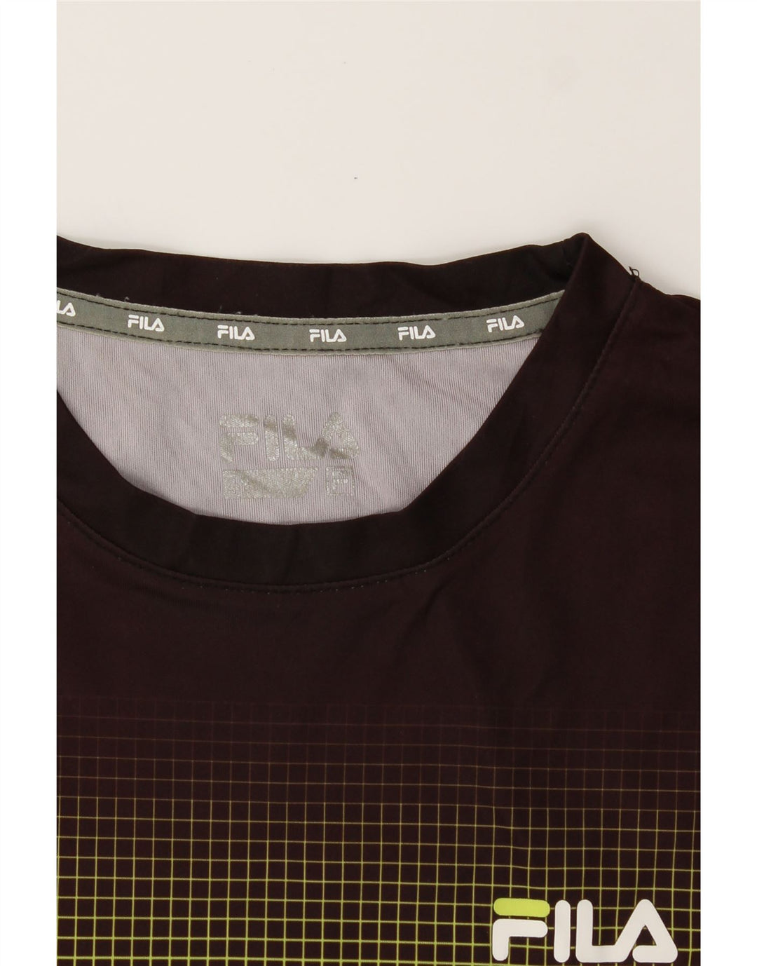 FILA Mens T-Shirt Top Small Green Geometric Vintage Fila and Second-Hand Fila from Messina Hembry 