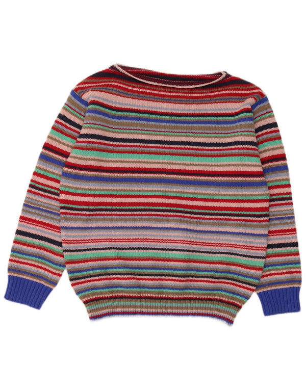 Vintage Womens Boat Neck Jumper Sweater UK 14 Medium Multicoloured Striped