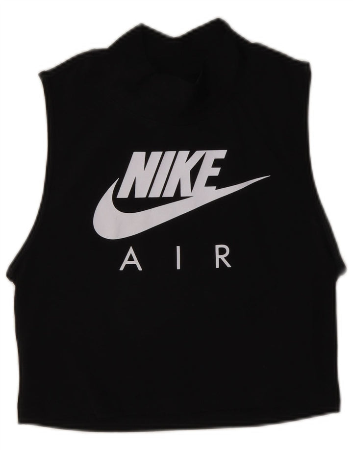 Nike Damen Crop Graphic Vest Top UK 10 Small Schwarz Baumwolle