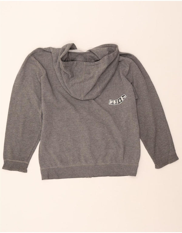 VOLCOM Damen Graphic Zip Hoodie Pullover UK 16 Large Grau