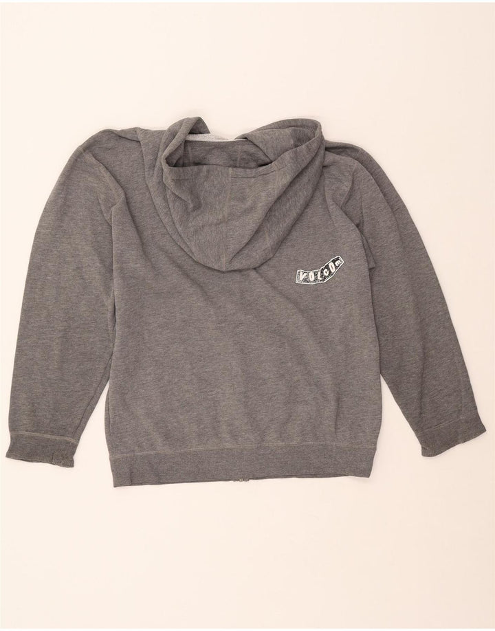 VOLCOM Damen Graphic Zip Hoodie Pullover UK 16 Large Grau