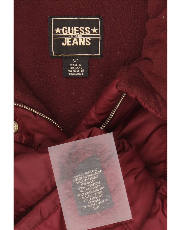 Guess Damen Wattierte Jacke UK 10 Small Burgundy Nylon