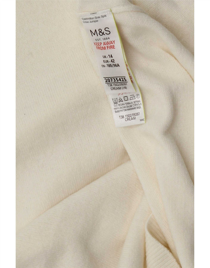 Marks & Spencer Damen-Pullover mit Rundhalsausschnitt, Gr. 14, Mittel, gebrochenes Weiß