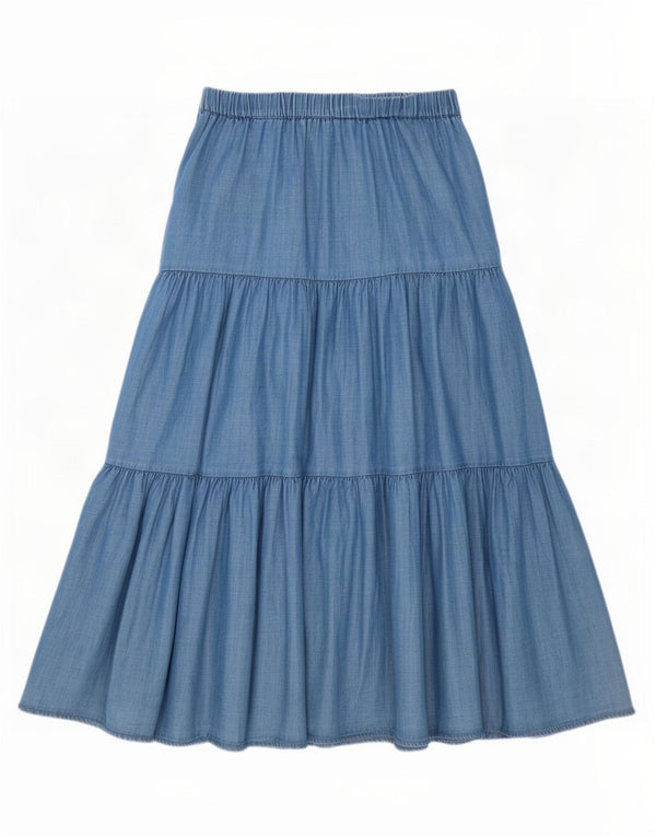 Marks & Spencer Damen Denim-Stufenrock UK 14 Large W34 Blaue Baumwolle
