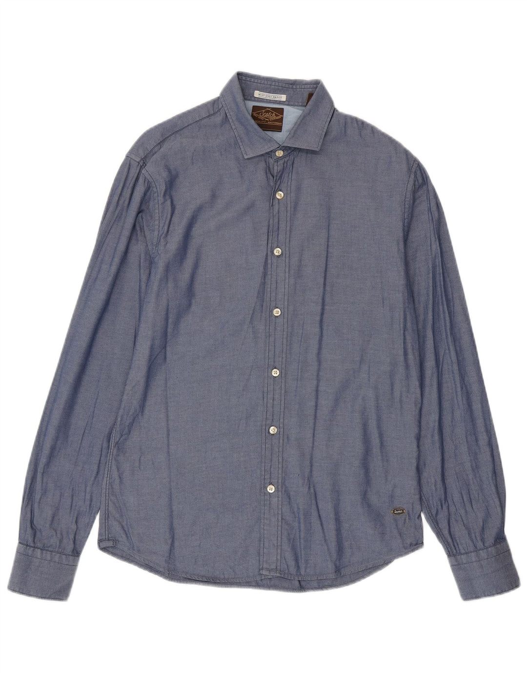 Scotch & Soda Herrenhemd aus mittelblauer Baumwolle