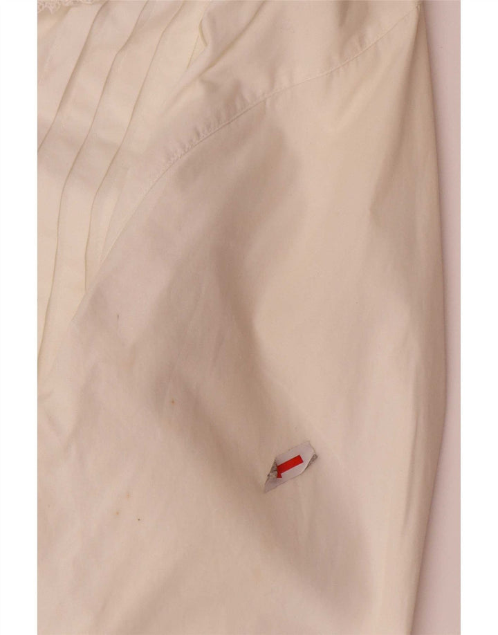 Benetton Damen Smokinghemd UK 12 Mittelweiß