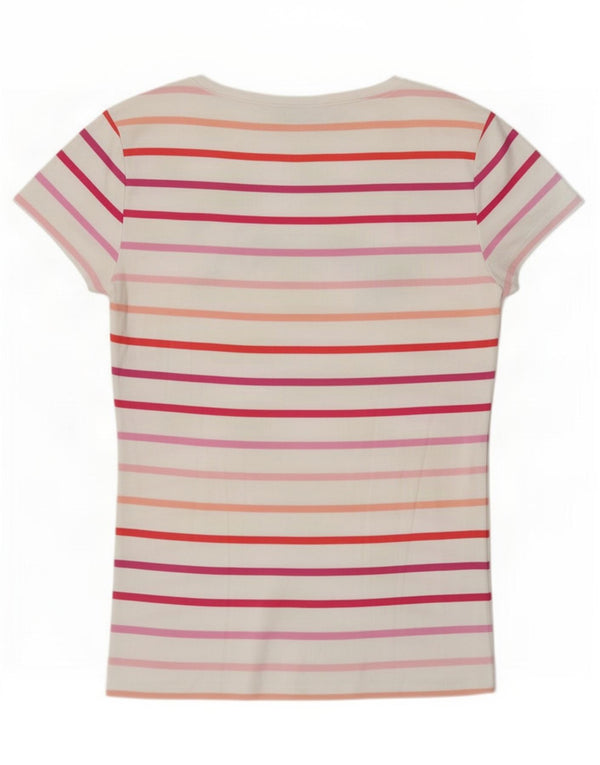 Tommy Hilfiger Damen-T-Shirt mit Grafik, UK 14, mittelweiß, gestreift, Baumwolle