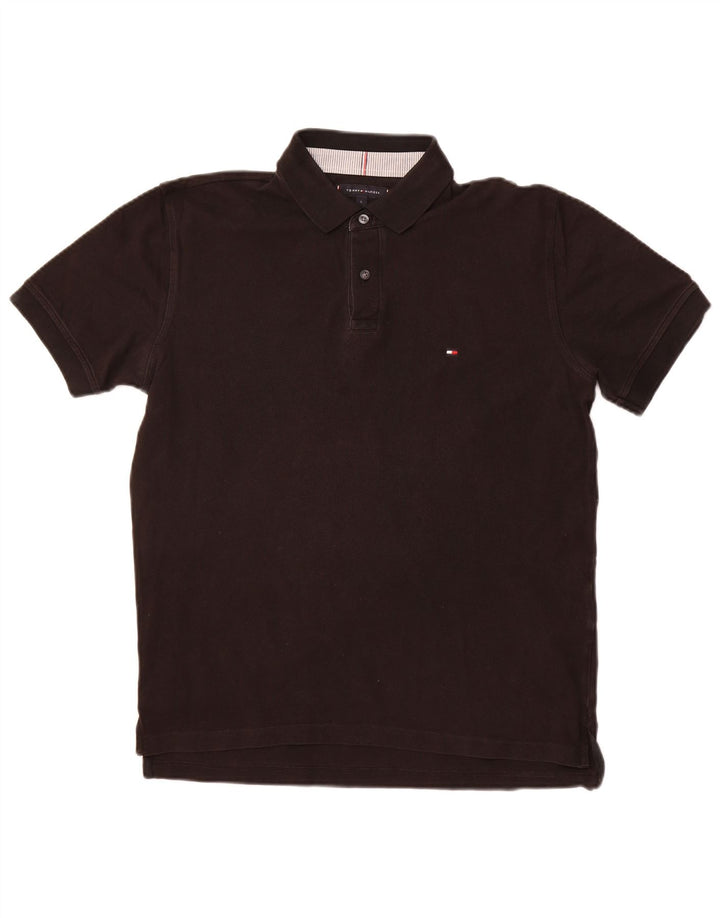 TOMMY HILFIGER Herren Poloshirt Große schwarze Baumwolle