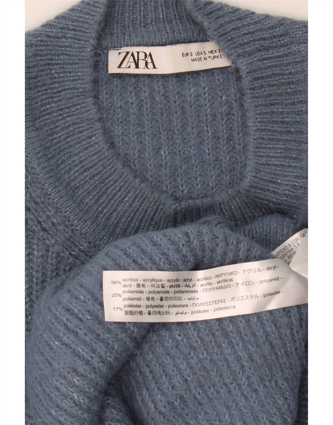 ZARA Damen-Pullover, übergroß, Rundhalsausschnitt, Gr. 10, Marineblau