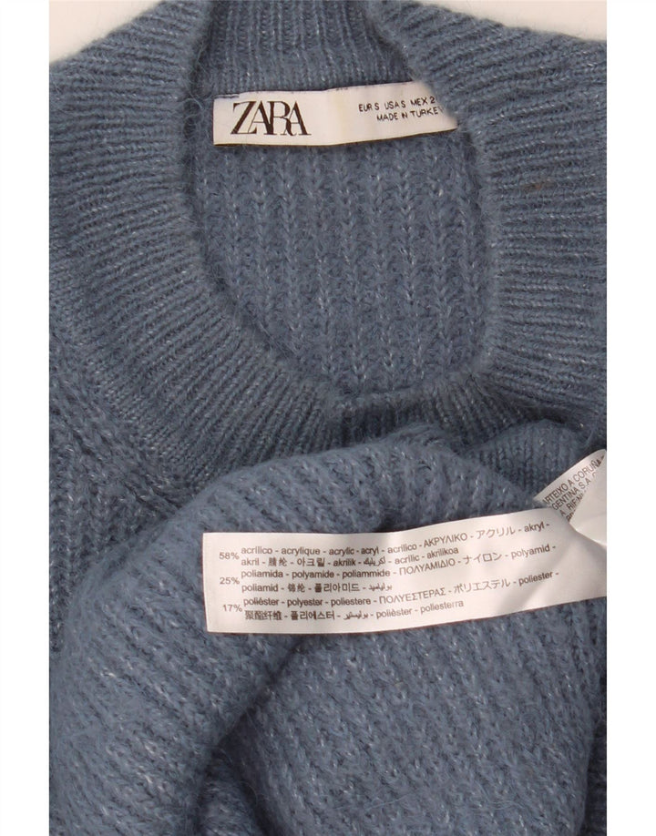 ZARA Damen-Pullover, übergroß, Rundhalsausschnitt, Gr. 10, Marineblau