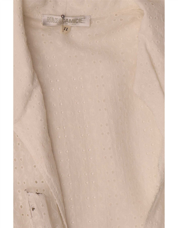 Naracamicie Damen-Hemdbluse in Wickeloptik, US 2 XS, weiße Baumwolle