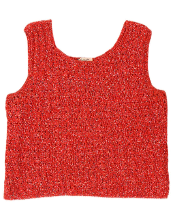 Valentino Damen Crop Knit Bluse Top UK 12 Mittelrot