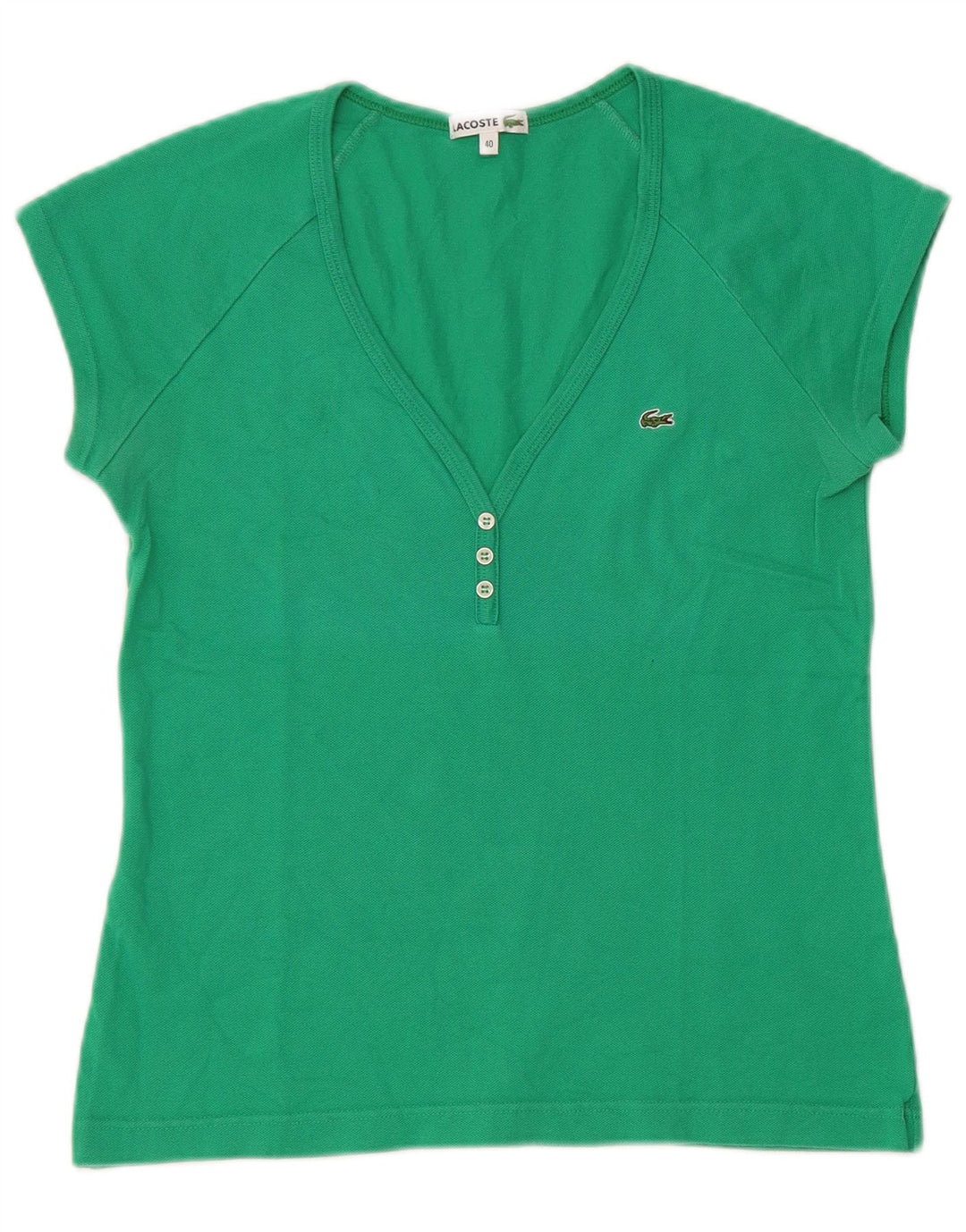 Lacoste Damen T-Shirt Top Größe 40 mittelgrüne Baumwolle