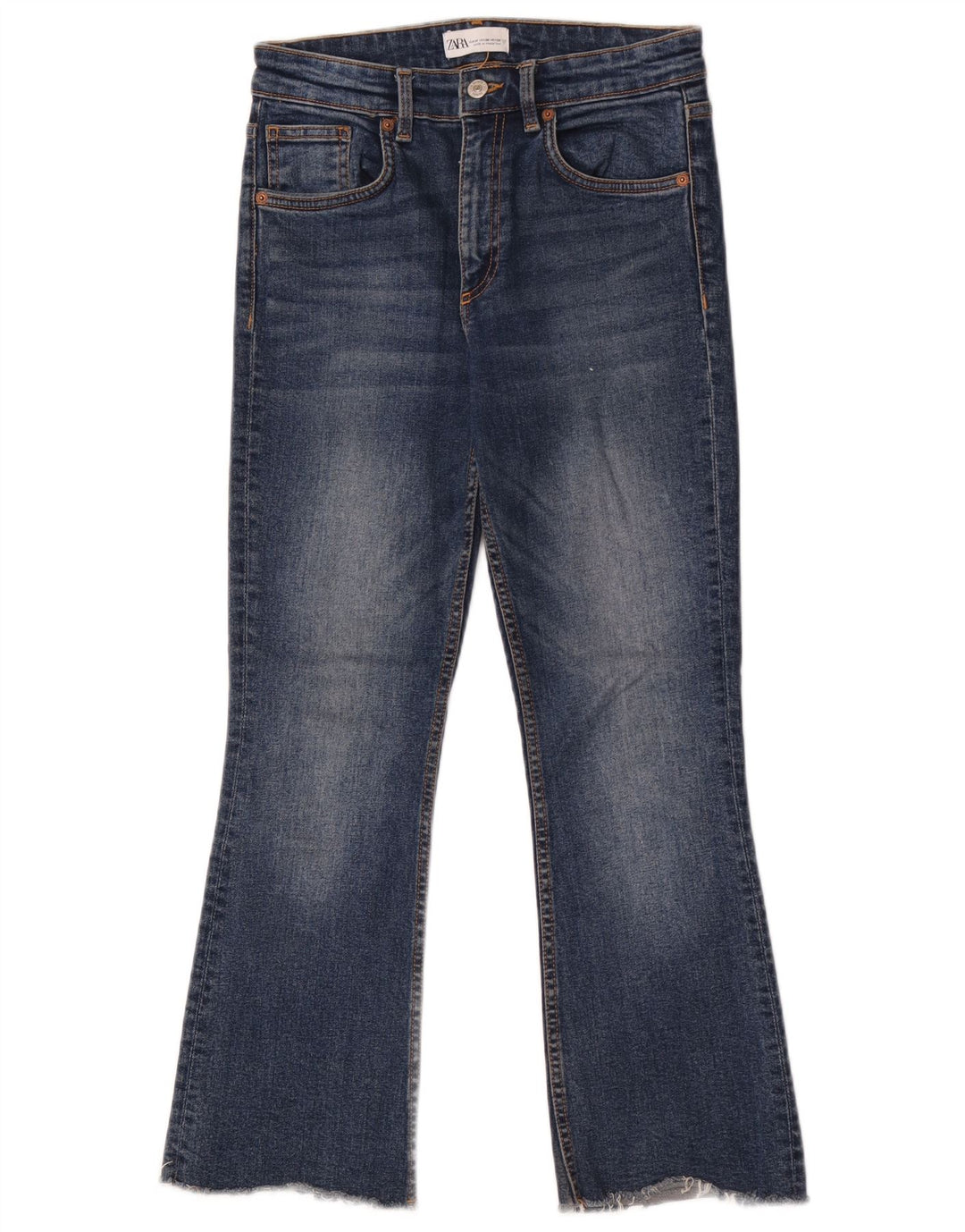 Zara Damen Bootcut Jeans EU 38 Small W28 L26 Blaue Baumwolle