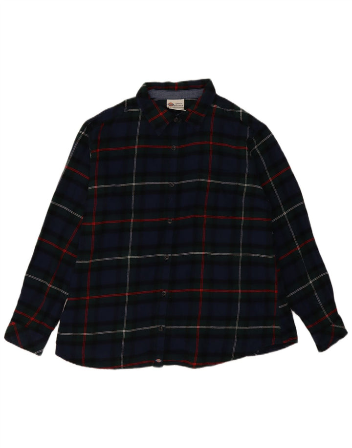 DICKIES Damen-Flanellhemd in Übergröße, UK 18, XL, Marineblau kariert